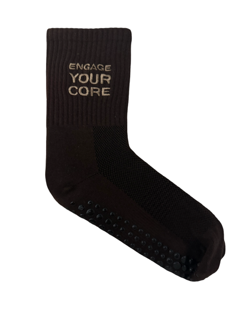 The "Engage Your Core" Grip Sock in Espresso